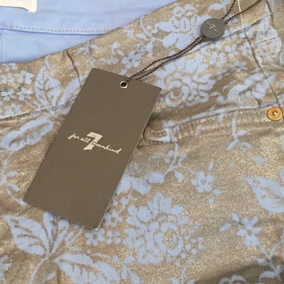 New 74AM Gold & Blue Floral Skinny Jeans 28 6 - Picture 7 of 7